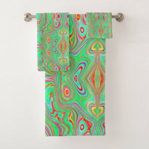 Motif Abstrait Retro Orange et Lime Green