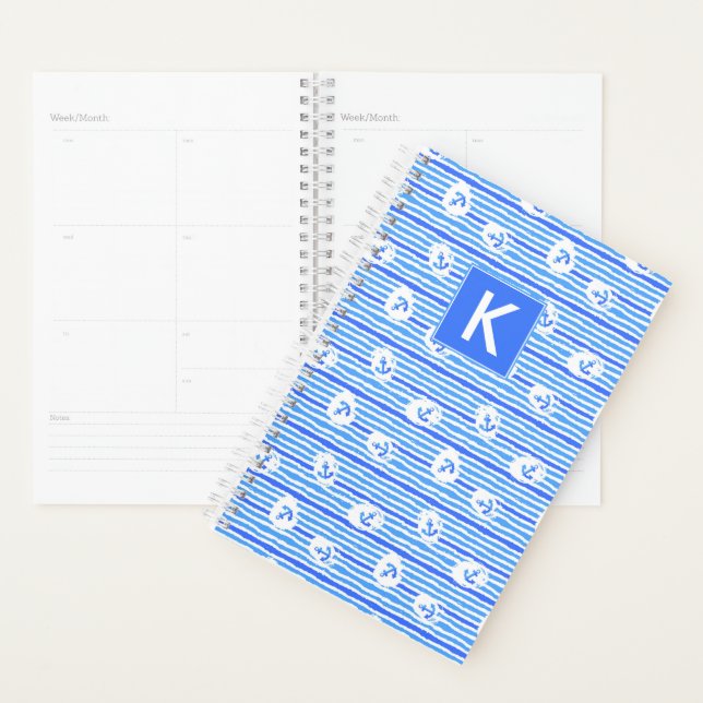 Motif Ancre aquarelle | Ajouter votre initiale (Devant avec enveloppe)