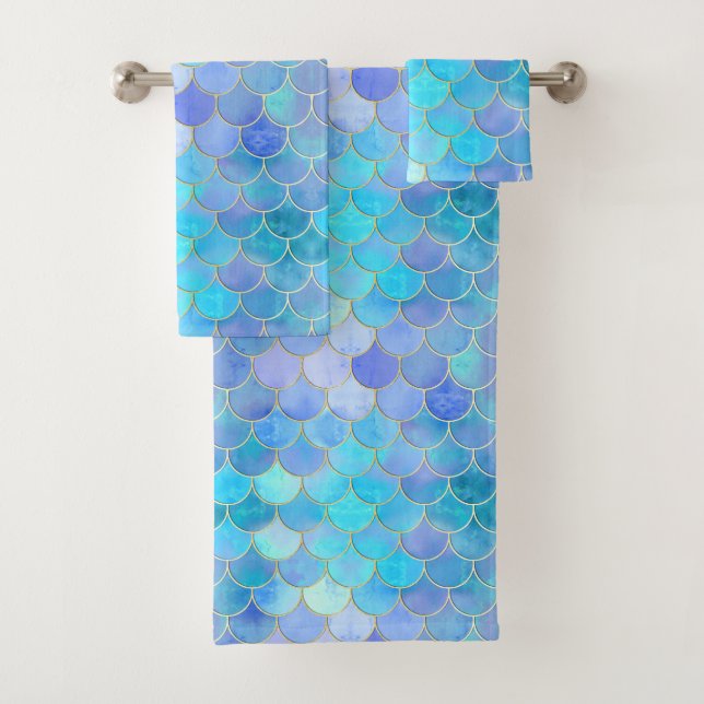 Motif Aqua Pearlescent & Gold Mermaid (En situation)