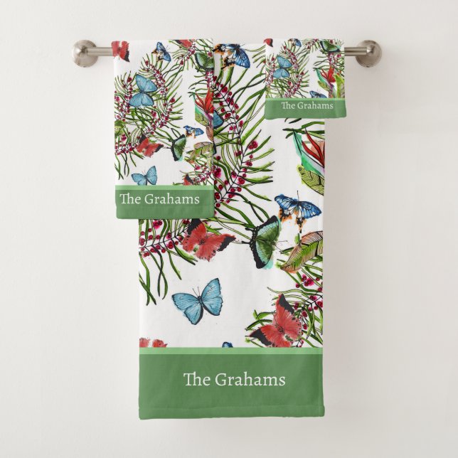 Motif aquarelle avec papillon Plante tropical (En situation)