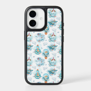 Motif aquarelle de baleines nautiques mignonnes