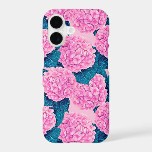 Motif aquarelle d'hortensia, rose et bleu