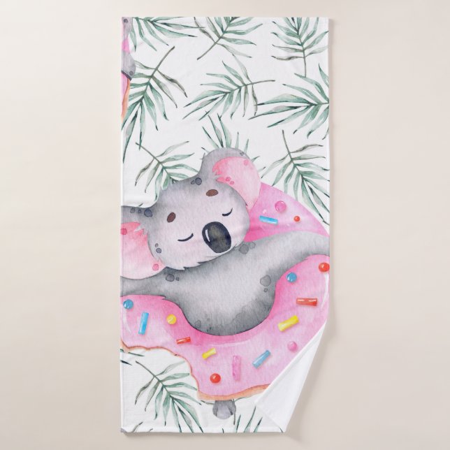 Motif aquarelle peint à la main avec koala tropica (Serviette de bain)