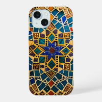 Motif arabe en beige et bleu turquoise 