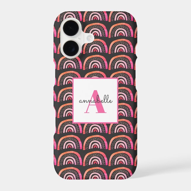Motif arc-en-ciel aquarelle rose et noir (Verso)