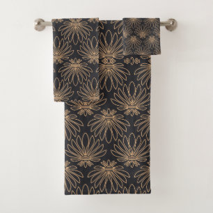 Motif Art Déco avec motifs floraux dorés