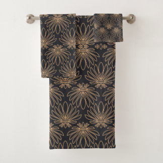 Motif Art Déco avec motifs floraux dorés