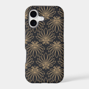 Motif Art Déco avec motifs floraux dorés