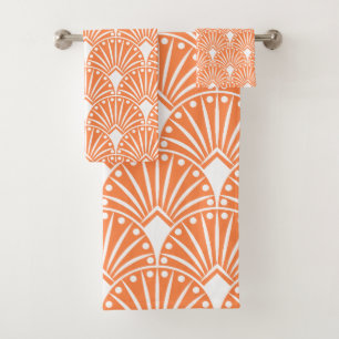 Motif Art déco blanc sur arrière - plan orange