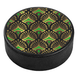 Motif Art déco or et vert sur noir