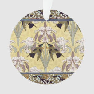 Motif Art Nouveau d'orchidée colibri vintage