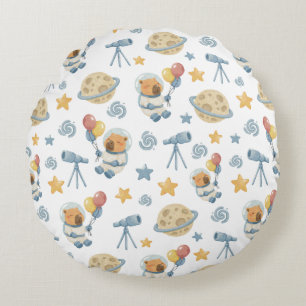 Motif Astronaut Capybara Coussin rond
