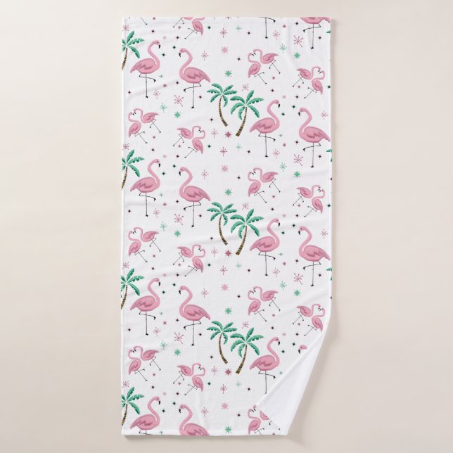 Motif atomique de style de Flamants roses et de (Serviette de bain)