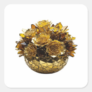 Motif autocollant ROSES D'OR Argent brillant