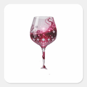 Motif autocollant VERRE DE VIN ROUGE Argent Premiu