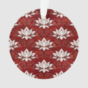 motif aux fleurs de Lotus - marbre rouge et or