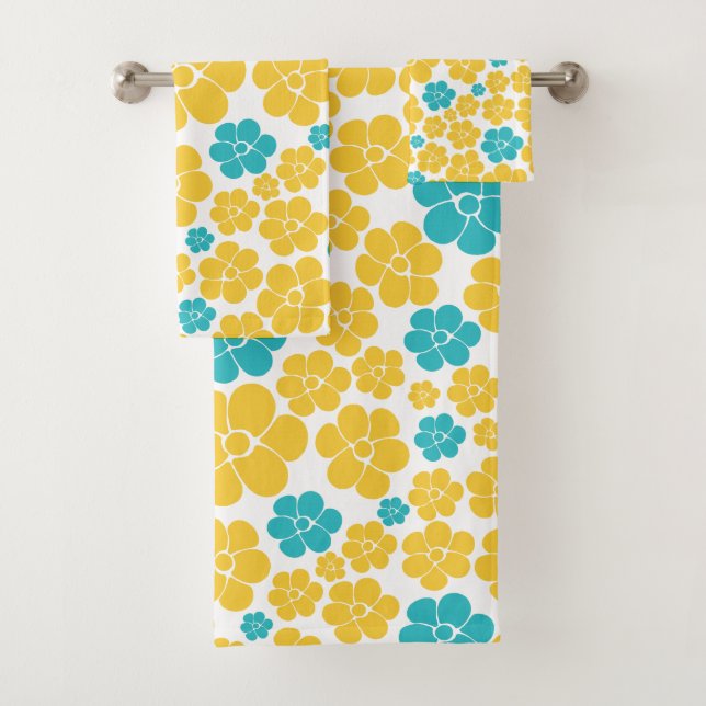 Motif aux fleurs - Turquoise et Jaune (En situation)