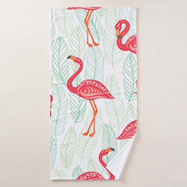 Motif avec des ornements flamands roses sur un fon (Serviette de bain)