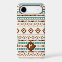 Motif Aztec sarcelle terre cuite noir crème mélang