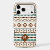 Motif Aztec sarcelle terre cuite noir crème mélang