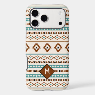 Motif Aztec sarcelle terre cuite noir crème mélang