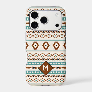 Motif Aztec sarcelle terre cuite noir crème mélang