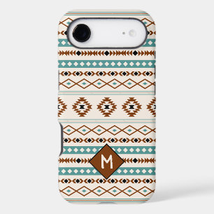 Motif Aztec sarcelle, terre cuite, noir et crème m
