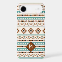 Motif Aztec sarcelle, terre cuite, noir et crème m