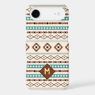 Motif Aztec sarcelle, terre cuite, noir et crème m