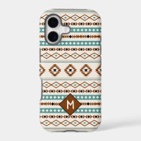 Motif Aztec sarcelle, terre cuite, noir et crème m