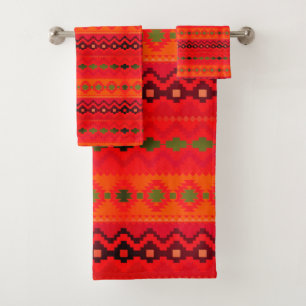Motif aztèque orange gras