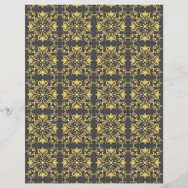 Motif Azulejo Jaune Gris A01b Papier à gratter (Devant)