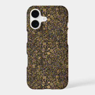 Motif baroque floral doré sur fond noir