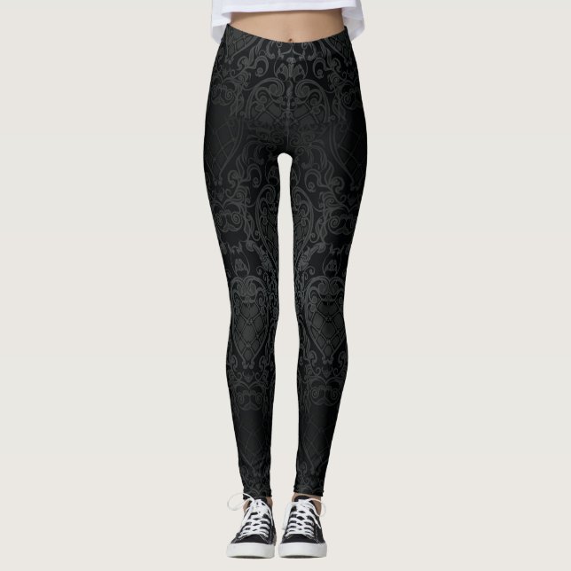 motif baroque noir classe pour leggings (Devant)