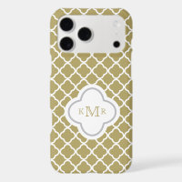 Motif blanc or quatrefeuilles Monogramme élégant