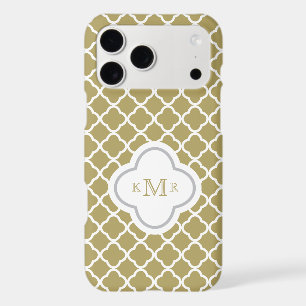 Motif blanc or quatrefeuilles Monogramme élégant