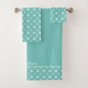 Motif blanc Starfish sur Turquoise Blue 