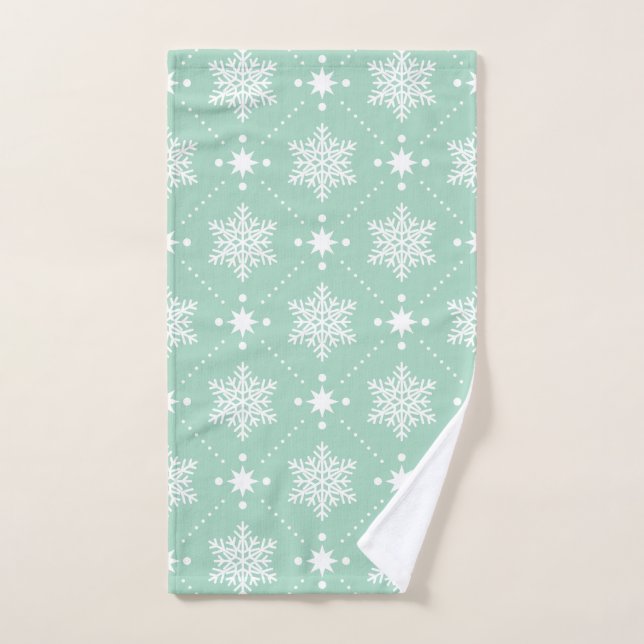 Motif blanc vert en bon état de Noël de flocons de (Serviette à main)