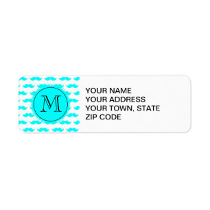 Motif bleu de moustache d'Aqua, monogramme noir