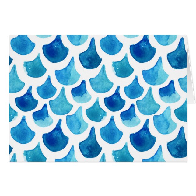 Motif bleu d'échelle d'aquarelle (Devant horizontal)