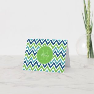 Motif bleu d'Ikat de zigzag de vert d'Aqua