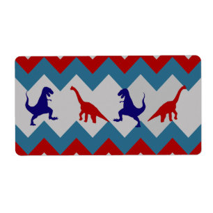 Motif bleu rouge de Chevron de dinosaures de