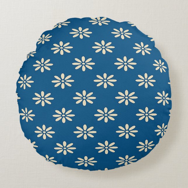 Motif Blue Daisy Coussin rond (Devant)