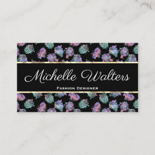 Motif Boho Feather   Carte de visite Gold Trim