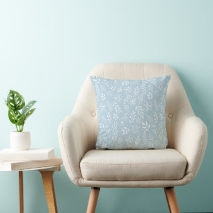 Motif botanique bleu clair - oreiller à lancer