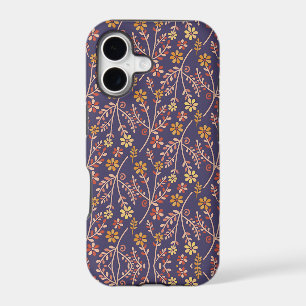 Motif botanique de couleur bleue de style vintage 