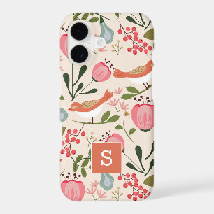Motif botanique floral à motif monogrammé vintage