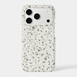Motif botanique floral vert sauge apaisé sur fond 