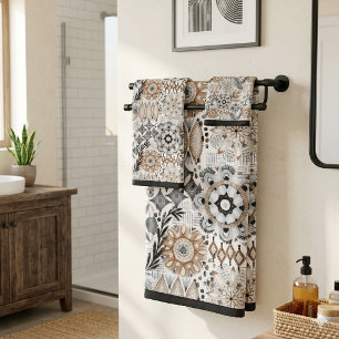 Motif botanique gris terracotta clair