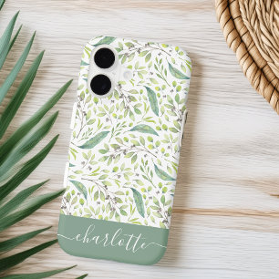 Motif botanique personnalisé vert printemps
